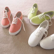 Giày mùa xuân 2019 màu trắng hoang dã Phiên bản Hàn Quốc của xu hướng màu kẹo vải nữ thấp để giúp mang giày thoáng khí - Plimsolls