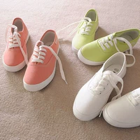 Giày mùa xuân 2019 màu trắng hoang dã Phiên bản Hàn Quốc của xu hướng màu kẹo vải nữ thấp để giúp mang giày thoáng khí - Plimsolls giày thể dục