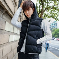 Mùa thu và mùa đông nam cotton vest thanh niên trùm đầu vest lỏng dày tay vest Hàn Quốc phiên bản của xuống áo khoác áo khoác áo thun 3 lỗ nam