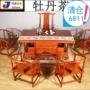 Mahogany đồ nội thất bàn khác Trung Quốc đồ nội thất cổ đồ nội thất cổ điển bàn trà Kung Fu bàn trà hoa mẫu đơn rosewood bàn trà bàn máy tính thông minh