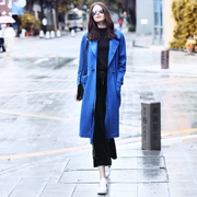 Luojia RMOJUL 2018 mùa thu mới của phụ nữ thời trang mới ve áo dài cắt tóc dài áo khoác da lộn áo khoác SW