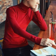 Mùa thu và mùa đông mới của Hàn Quốc cao cổ áo len nam chặt chẽ phần mỏng đáy áo len lớn màu đỏ ve áo cao áo len