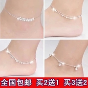 925 sterling bạc vòng chân Hàn Quốc phiên bản của Hàn Quốc đơn giản chuông vòng chân cô gái bạc bạn gái đồ trang sức món quà sinh nhật