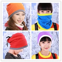 Mùa đông ngoài trời siêu ấm đa chức năng mũ lông cừu thời trang bib nam và nữ trẻ em mũ trượt tuyết cha-con khăn ống nam đa năng