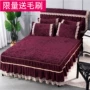 Phiên bản tiếng Hàn của phương pháp ấm áp nhung chăn ga gối đơn mảnh dày trải giường flannel trải giường nhung san hô giường váy