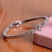 Trái tim đào kim cương nhỏ vòng tay thời trang trang sức đầy đủ kim cương tình yêu logo đơn hàng vòng đeo tay vòng tay cửa hàng quà tặng cung cấp bán buôn