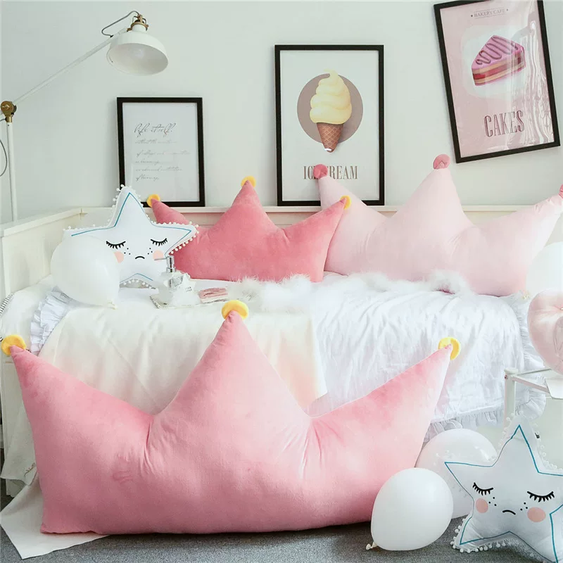 One thousand and one night, Dili Reba, the same pink three -dimensional crown big crown big pillow Ling Ling seven beds on the head of the bedside