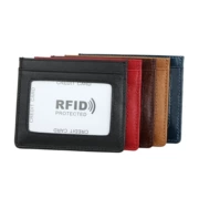 Nhà máy Châu Âu và Mỹ thời trang RFID da thẻ nhỏ gói thẻ tín dụng bộ thẻ xe buýt clip thay đổi đô la ví nhỏ
