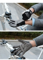 Găng tay đi xe đạp ngoài trời Full ngón tay Xe đạp leo núi [Mùa thu và mùa đông Găng tay dài ngón tay đen] cưỡi găng tay cao su bảo hộ