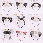 Dễ thương siêu dễ thương tai thỏ phụ kiện tóc ren tai mèo headband headband rửa mặt trang điểm sống tóc đầu