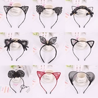 Dễ thương siêu dễ thương tai thỏ phụ kiện tóc ren tai mèo headband headband rửa mặt trang điểm sống tóc đầu buộc tóc scrunchies