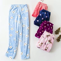 Mùa đông nữ flannel san hô lông cừu nhà quần Pajama phụ nữ Mùa thu và mùa đông ấm áp sống quần lỏng tăng dày quần đùi nam