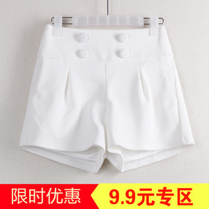 T series giảm giá cắt nhãn thời trang cao eo màu rắn mỏng lỏng hoang dã lỏng 2018 mùa xuân và mùa hè quần short C9065