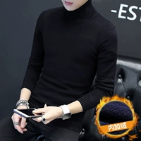 Áo len cao cổ thu đông 2018 mới 2018 phiên bản Hàn Quốc của xu hướng áo len đen phía dưới cộng với áo len dày nhung ao khoac nam