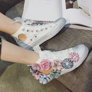 Hàn quốc phiên bản của nhỏ bẩn giày nữ hoang dã hoa ngọt ngào giày vải giản dị của phụ nữ rỗng cao giày mùa thu 2017 làn sóng mới