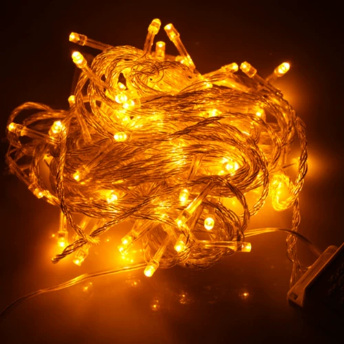 Светодиодный свет Рождественский декоративный цветной лампы 10 метров 100 желтых светодиодных светодиодов Рождественские огни праздничные светильники