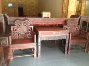 Nội thất Lào đỏ hồng hội trường trung tâm bốn bộ bộ Sian gỗ hồng mộc cho bàn tám xu bàn ghế sofa nấm linh chi - Bộ đồ nội thất