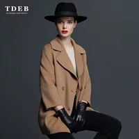 TDEB2019 áo khoác cashmere hai mặt ngắn cao cấp của châu Âu và Mỹ - Áo khoác ngắn áo phao nữ
