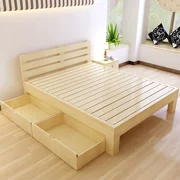 Thông 1 m giường đơn 1.2 giường cũi gỗ rắn giường đôi 2 m đơn giản giường gỗ 1.8 m giường trẻ em giường