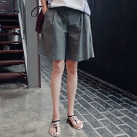 Phụ nữ mang thai quần cotton mùa hè Hàn Quốc 2018 mới chân rộng quần short phụ nữ mặc lỏng năm điểm tối màu xám dạ dày lift quần bán đồ bầu đẹp