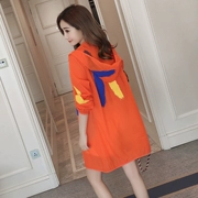 Quần áo chống nắng nữ 2018 hè mới phiên bản Hàn Quốc của quần áo chống nắng dài size lớn màu cam đi biển áo khoác rộng giản dị
