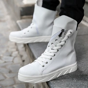 Giày cao gót nam màu trắng Giày đế xuồng Hàn Quốc Giày nam hoang dã mùa thu và mùa đông Giày cao