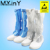 Minxin tròn chống tĩnh điện giày cao cổ vải da mở lưới thoáng khí ống dài không bụi giày bảo hiểm lao động dây kéo nhựa trắng xanh 