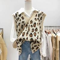 Mùa thu 2018 mới thời trang hoang dã áo len đan phụ nữ chic lỏng V-cổ không tay vest top thủy triều áo cardigan nữ