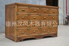 В аптечке 古典水曲柳中药调剂台 德州汉风木器专业生产中药橱柜