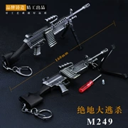 Jedi gà trò chơi bán thực M249 súng máy mô hình hợp kim lớn thoát xung quanh vũ khí vòng chìa khóa mặt dây chuyền