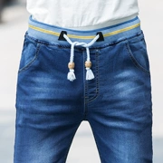 Thắt lưng thun không có quần sắt kim loại nam cao quần jean dụng cụ thẳng lỏng cộng với quần nhung qua quần bảo mật