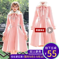 2018 mùa thu và mùa đông mới thêu len coat coat ngọt tính khí eo là mỏng trong phần dài fur collar coat phụ nữ áo dạ nữ đẹp 2020