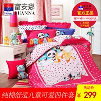 Anna Fu chính hãng 19 trẻ em một gia đình bốn bông giường bộ phim hoạt hình bông hạnh phúc nhạc sĩ kho báu buồn ngủ - Bộ đồ giường trẻ em 	chăn ga quây cũi cho bé	