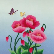 Su thêu thêu kit tự làm người mới bắt đầu vẽ tranh trang trí thủ công với khâu hoa bướm 25 * 25CM
