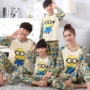 Xiao Huangren cha mẹ và con bông đồ ngủ dài tay gia đình ba phụ nữ của phụ nữ mùa xuân và mùa thu bông mỏng mùa hè mẹ và con dịch vụ nhà đồ bộ