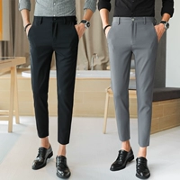 Mùa thu mới quần âu nam 9 điểm quần tóc stylist phần mỏng quần nhỏ Slim Xu hướng phiên bản Hàn Quốc của quần chân quần thể thao nam