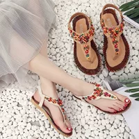 Dép kích thước lớn nữ mùa hè 41-43 đáy phẳng new fat feet ván ép bohemian Roman giày bãi biển kỳ nghỉ bên bờ biển bitis sandal nữ