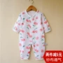 Siêu mỏng mùa hè bông gạc quần áo bé sơ sinh onesies bé đóng cửa dài tay điều hòa không khí phù hợp với đồ ngủ ao so sinh be trai