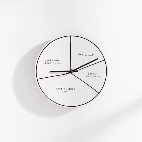 Американская покупка x Lazy Food Food Fression Creative Wanging Clock Decompression деревянные висящие часы