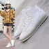 ccvv giày nữ 2020 mùa xuân da mới Phiên bản Hàn Quốc của giày đế bằng hoang dã giải trí cao trên giày nhỏ màu trắng giày đế xuồng - Giày cao gót