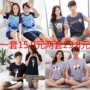 Thời trang mới ngắn tay phim hoạt hình vài đồ ngủ phụ nữ mùa hè mỏng Hàn Quốc giản dị lỏng nam giới và phụ nữ dịch vụ nhà phù hợp với những kiểu đồ bộ thun may