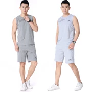 Đàn ông trung niên mùa hè thể thao giản dị phù hợp với cha vest vest ngắn phù hợp với đồ thể thao hai mảnh mỏng - Bộ đồ