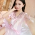 New sexy lụa đồ ngủ mùa hè của phụ nữ ngắn tay cắt quần lụa ice silk đồ ngủ set những người yêu thích dịch vụ nhà