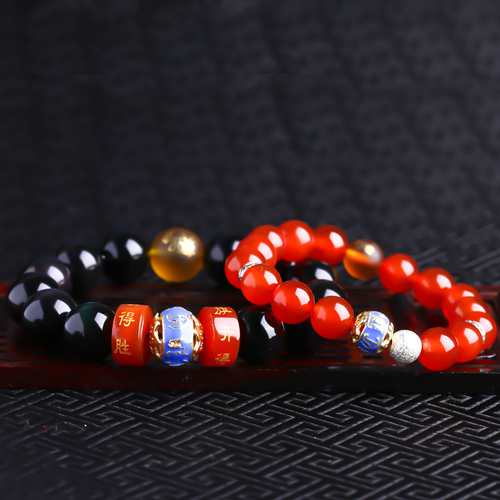 Natural Opening 2017 Zodiac Pig Rabbit Sheep Trinity Taiping Golden Wheel Lotus Canopy Aquarius Men and women Bracelets - intl