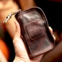 Ami 咔叽 retro thẻ da một túi nam da xe chìa khóa túi lưu trữ túi đa chức năng ví tiền xu - Trường hợp chính ví móc chìa khóa nữ dễ thương