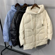 Thời trang chống đông 2019 mới mùa đông thời trang mỏng mỏng dày Hàn Quốc phiên bản dài của con vịt trắng xuống áo khoác trùm đầu xuống - Xuống áo khoác