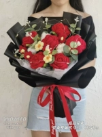 Z large/6 Red Rose Rose/Черная бумага +прозрачный большой подарочный пакет светодиодный свет