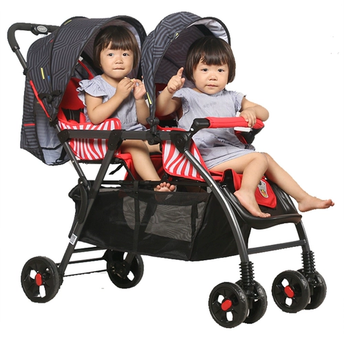 Детская складная прогулочная коляска для близнецов, тележка для двоих