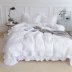 Bộ chăn ga gối cotton bốn mảnh đơn giản của Hàn Quốc Màu đơn giản lá sen 1,5m Giường 1,8m - Bộ đồ giường bốn mảnh