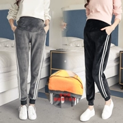 Mùa đông XL XL cộng với quần legging nhung dày ấm áp cho bà bầu dạ dày nâng quần harem chất béo quần MM giản dị